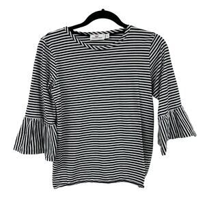 Vineyard Vines Short Sleeve Black White Striped Top Womens Small